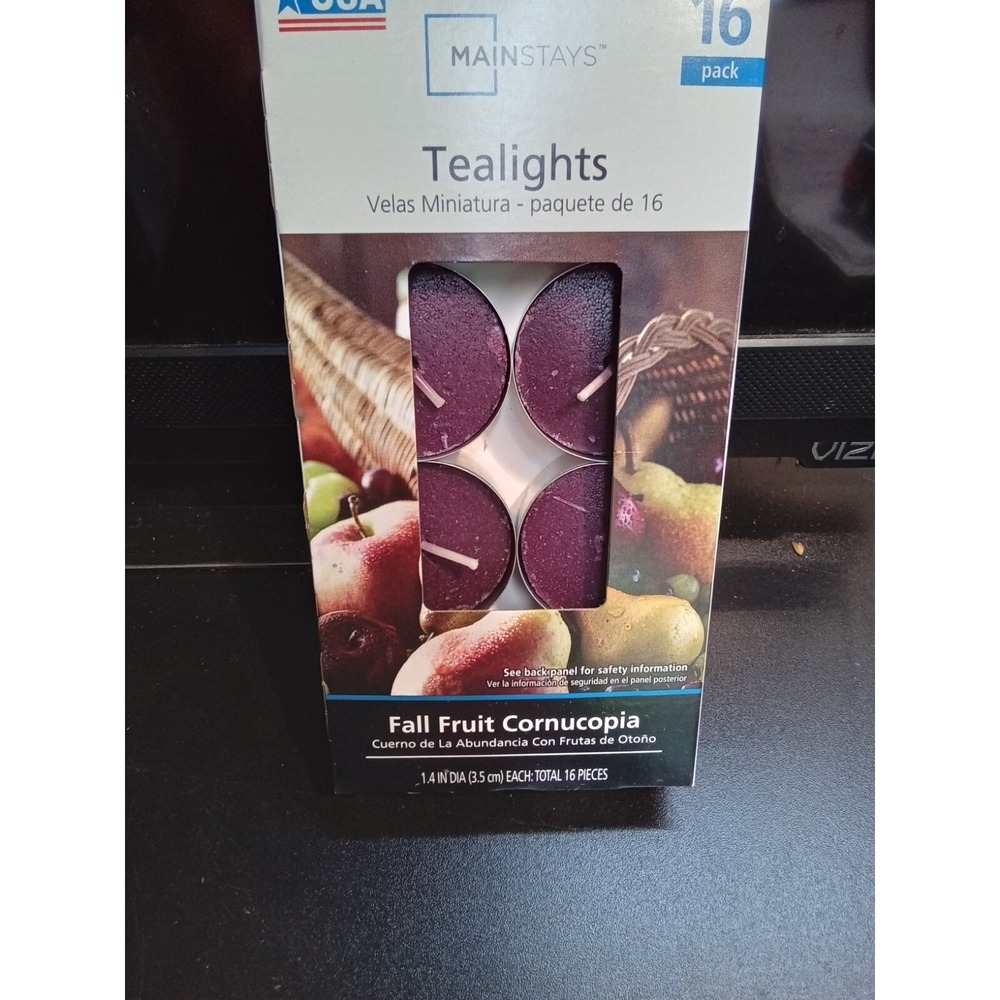 Mainstays Fall Fruit Cornucopia Scented Tealights 16 Pack Purple Candles‎ USA